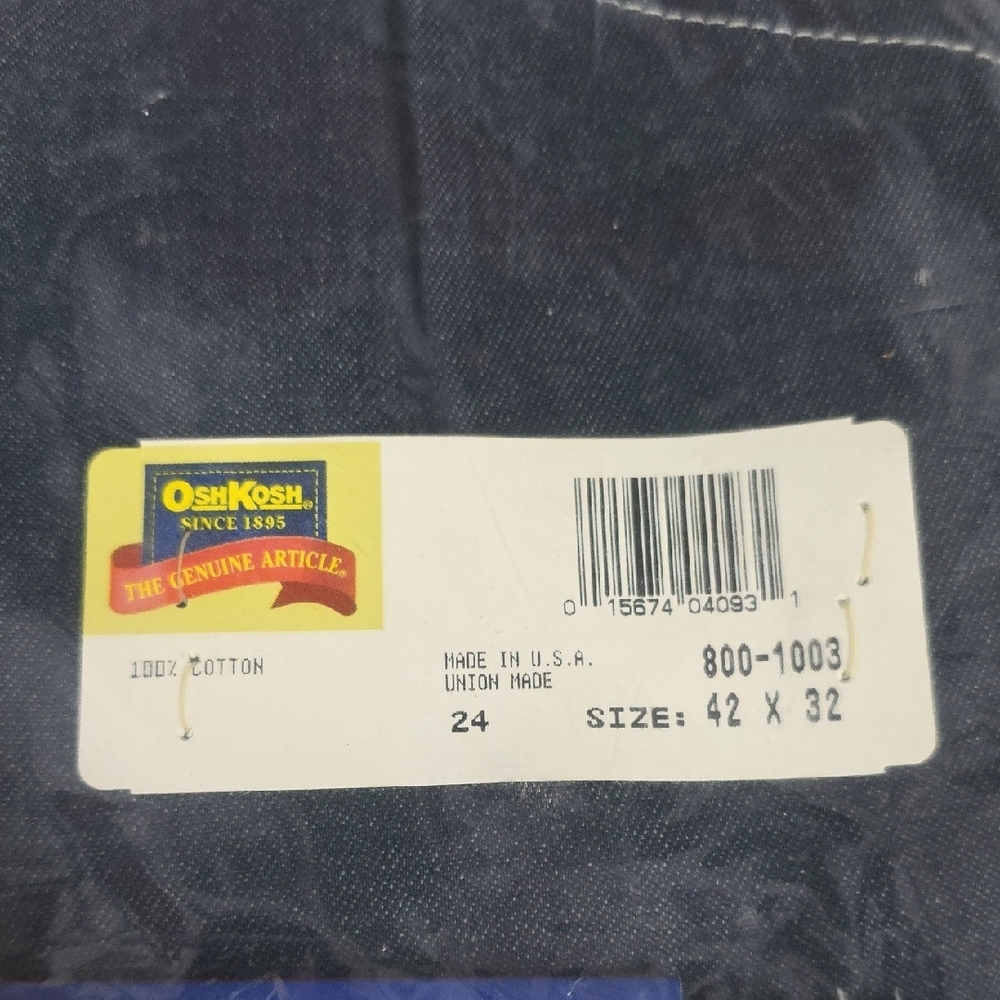 NIP OshKosh Vestbak Bib Overalls - Men’s Size 42x32 - Dark Wash Indigo - Picture 4 of 8